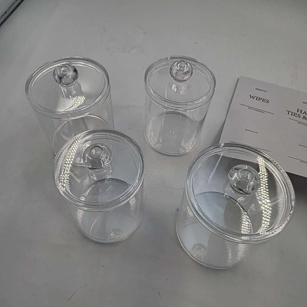 MHDCLY 4 Pack Bathroom Organizer Clear Apothecary Jars Vanity Storage L4